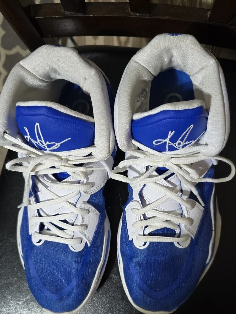 Nike Blue and White High-Top Basketball Sneakers